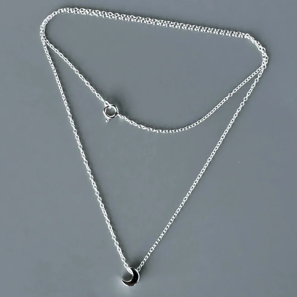 Sterling Silver Dainty Crescent Moon Necklace